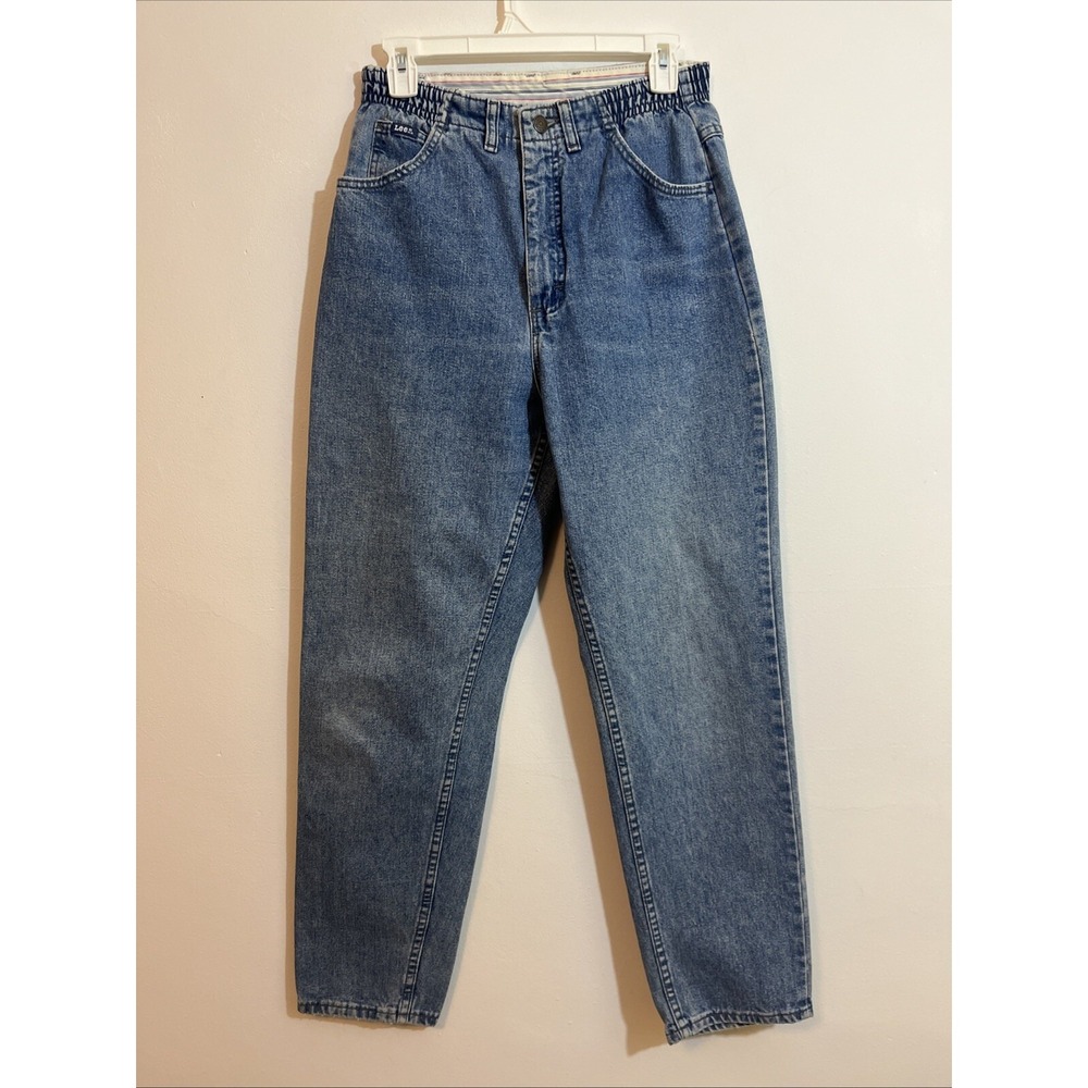 Lee 28 x 28 Vintage Super High‎ Rise Jeans Tapered Leg Bareback Light Wash Mom